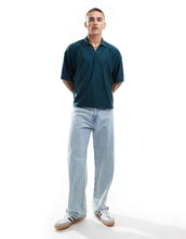 Load image into Gallery viewer, DESIGN oversized boxy polo shirt green pinstripe