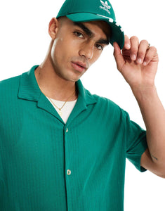 DESIGN oversized button up polo shirt green