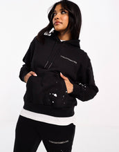 Load image into Gallery viewer, The Couture Club paint splatter hoodie black