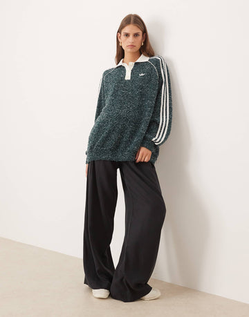adidas Originals oversized knitted polo green