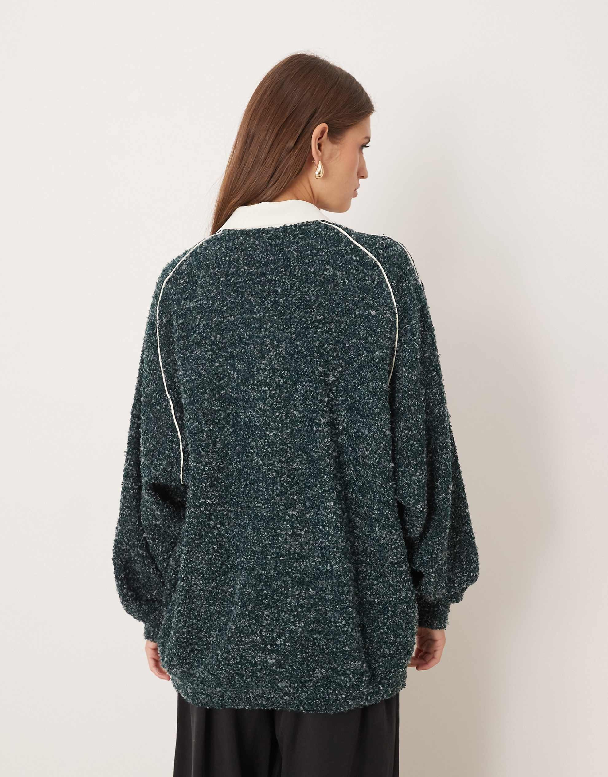 adidas Originals oversized knitted polo green