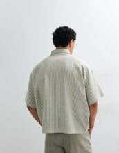 Load image into Gallery viewer, Reclaimed Vintage short sleeve cropped boxy shirt olive pinstripe