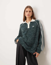 Load image into Gallery viewer, adidas Originals oversized knitted polo green