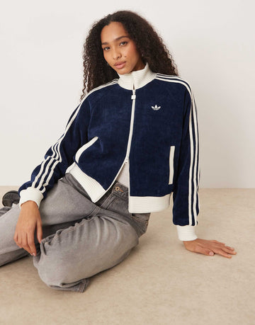 adidas Originals velour track top navy