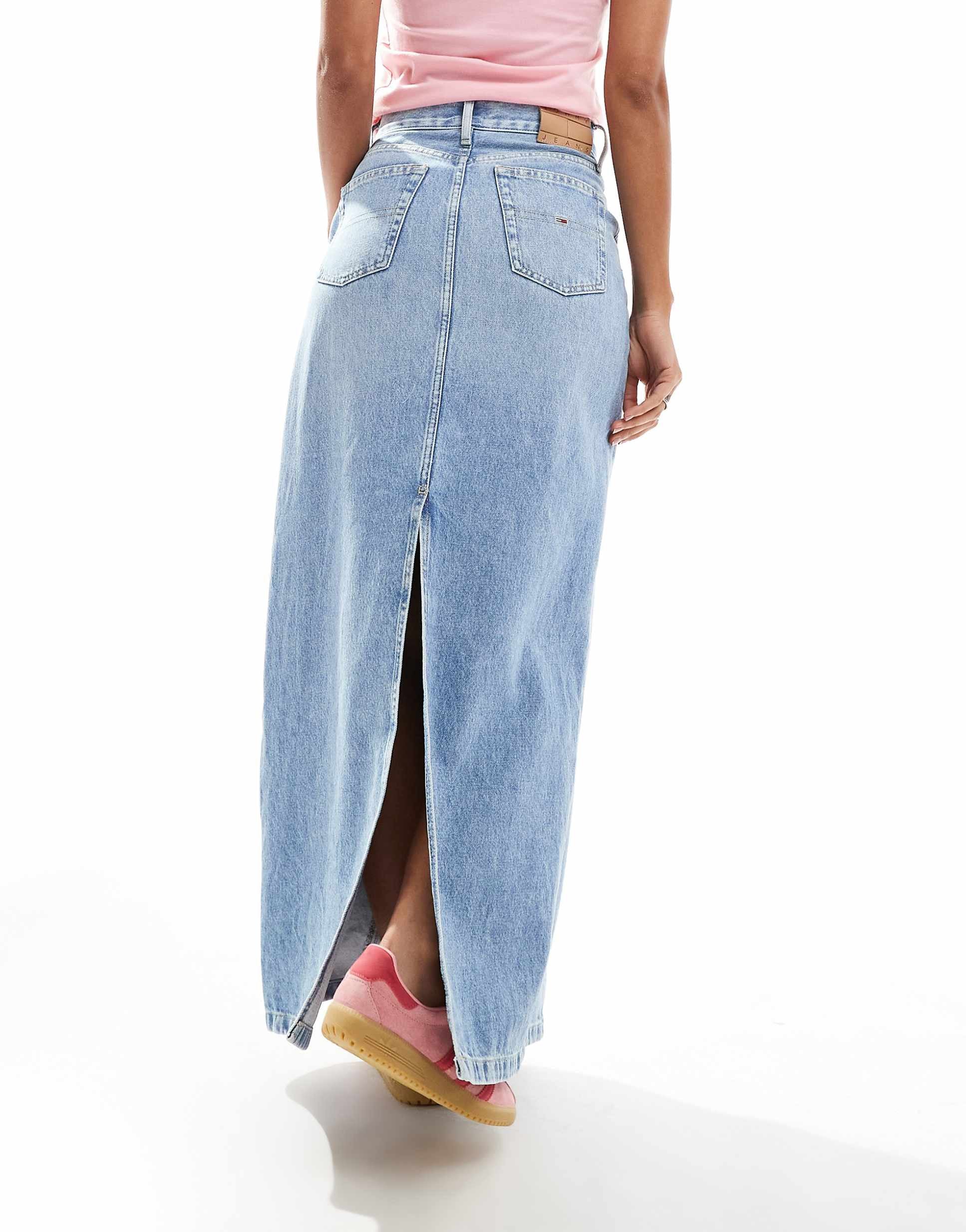 Tommy Jeans Claire denim maxi skirt light wash