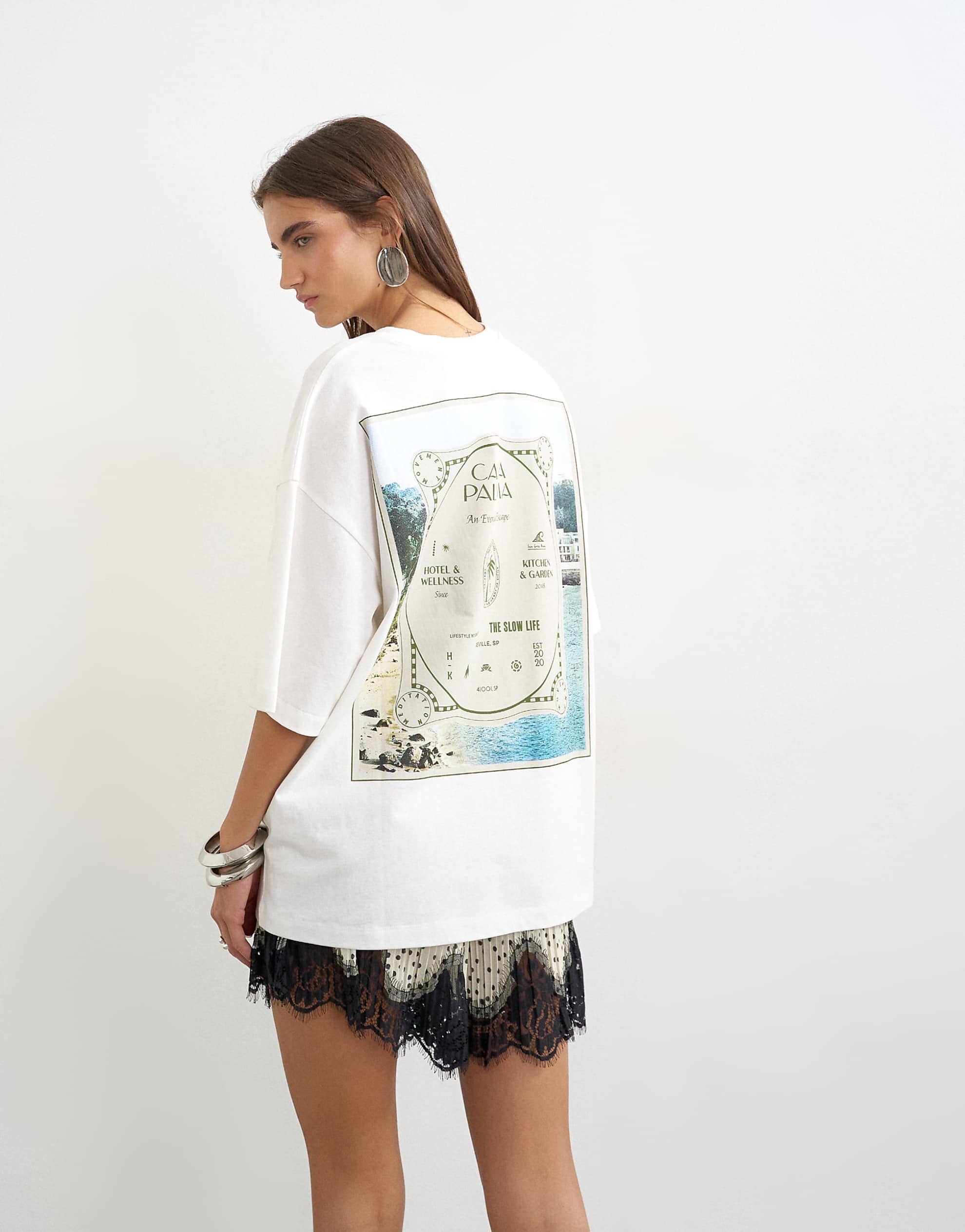 Casa Pal'ma' graphic oversized t-shirt cream