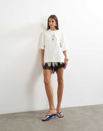 Casa Pal'ma' graphic oversized t-shirt cream