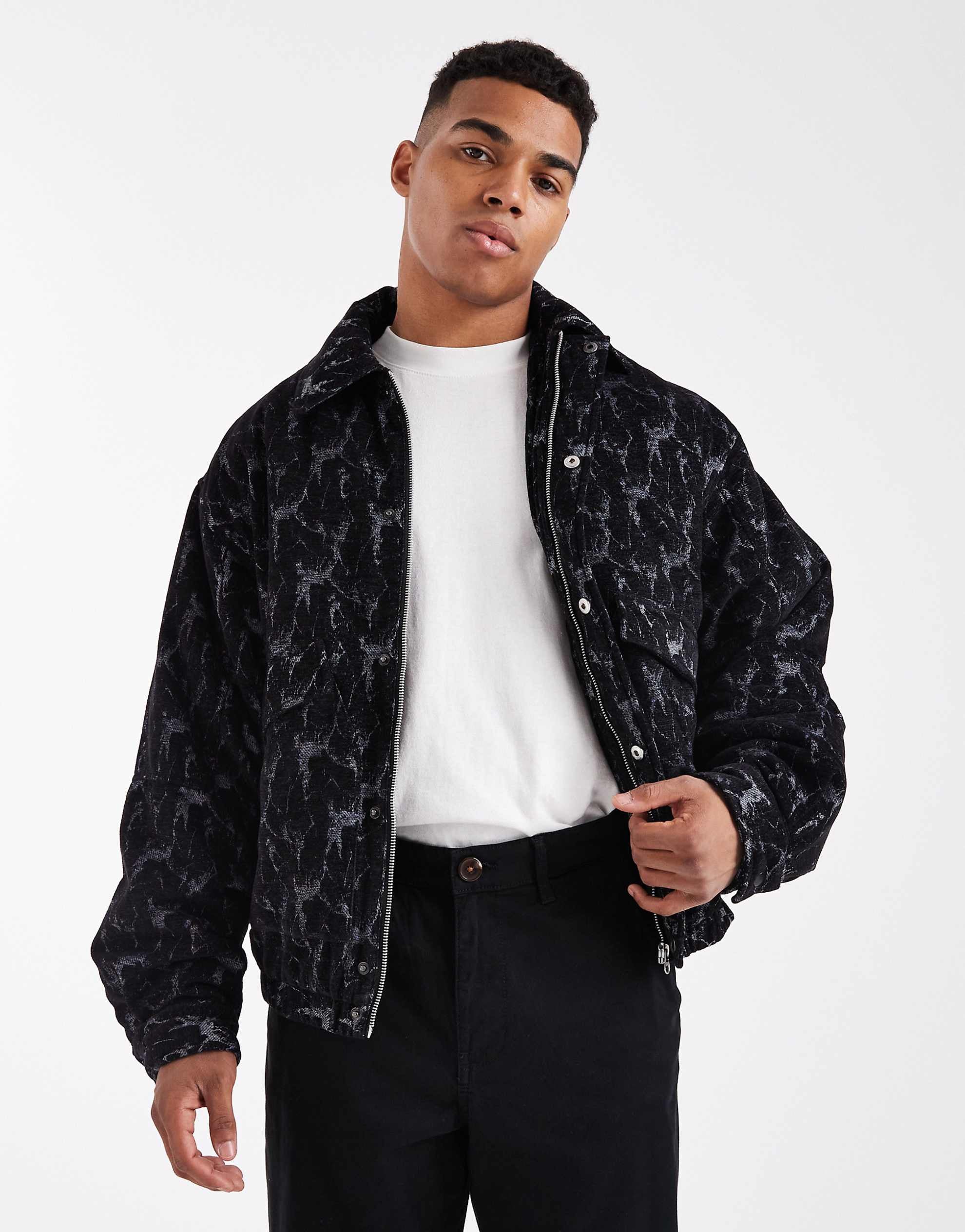 ASOS DESIGN jacquard bomber black