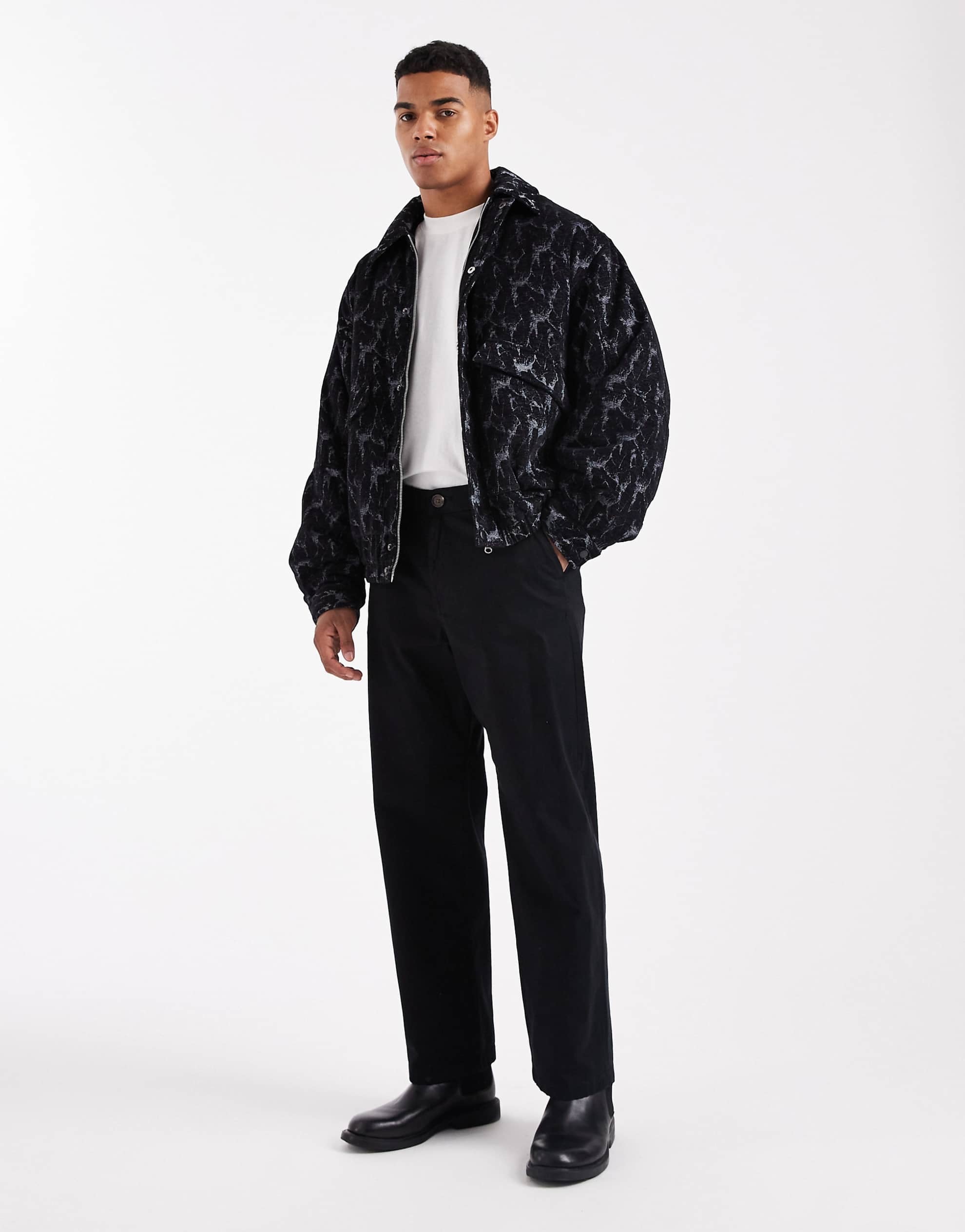ASOS DESIGN jacquard bomber black