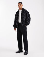 Load image into Gallery viewer, ASOS DESIGN jacquard bomber black