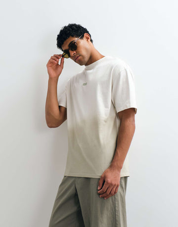 HUGO Blue Nalono back print ombre fade t-shirt light green.