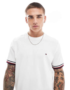 Tommy Hilfiger stripe cuff t-shirt white