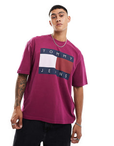 Tommy Jeans large flag logo t-shirt fuchsia purple