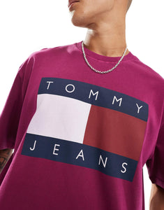 Tommy Jeans large flag logo t-shirt fuchsia purple