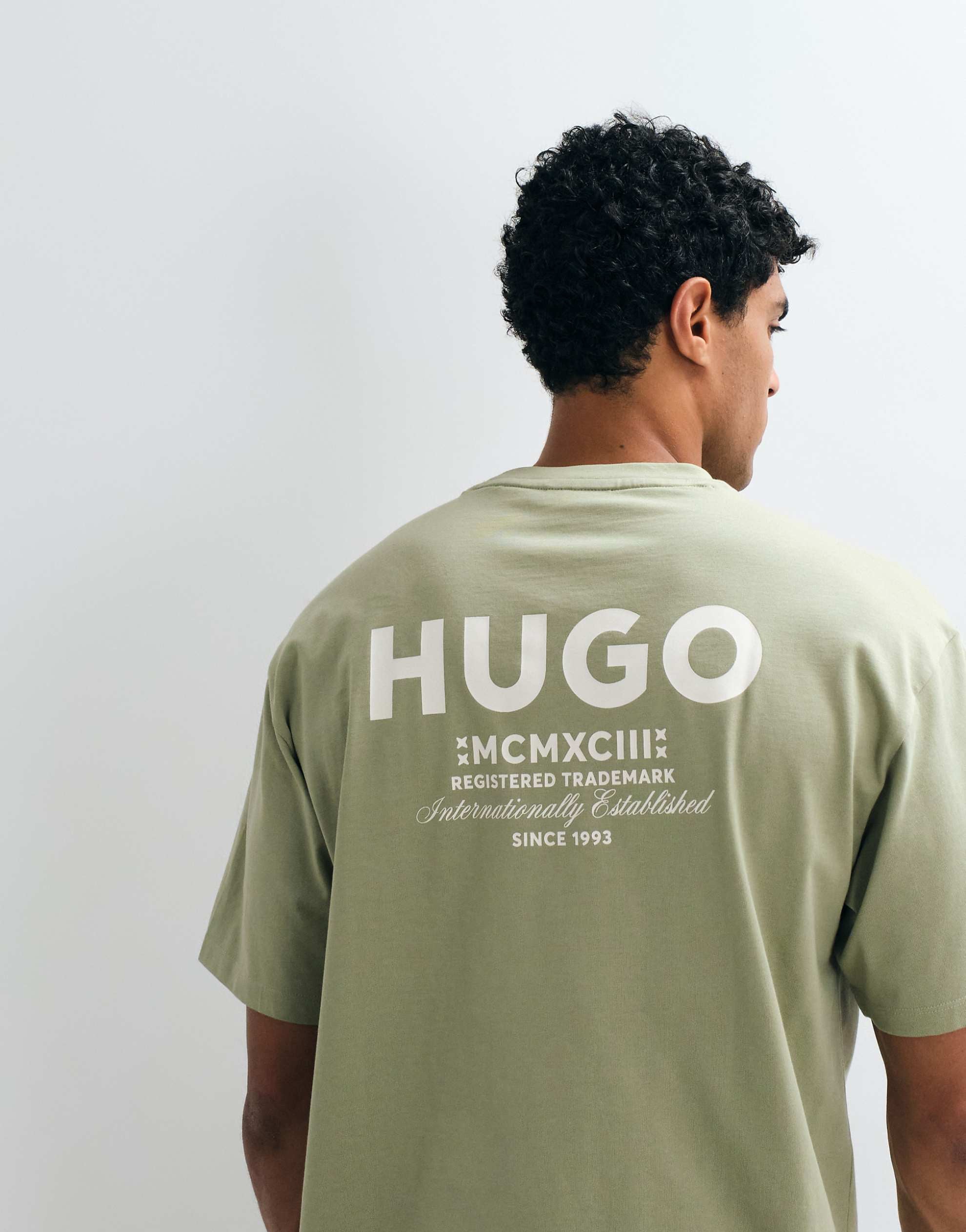 HUGO Blue Nalono back print t-shirt light green.