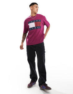 Tommy Jeans large flag logo t-shirt fuchsia purple