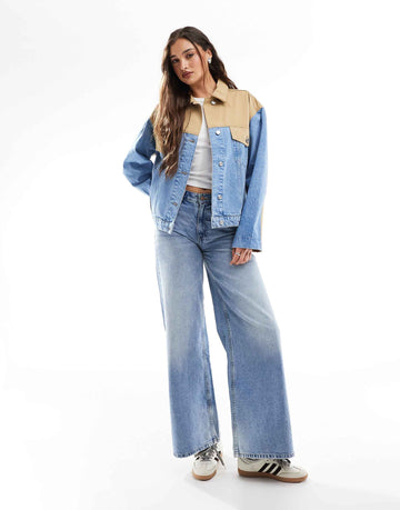 DESIGN denim hybrid western jacket midwash blue