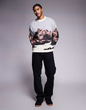 Load image into Gallery viewer, DESIGN oversized knitted jumper with mountain graphic beige