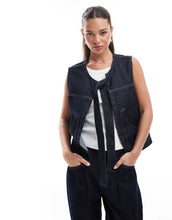 Load image into Gallery viewer, DESIGN denim tie front gilet indigo