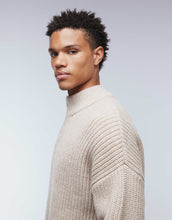 Load image into Gallery viewer, DESIGN oversized knitted zip through funnel neck cardigan beige marl