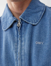 Load image into Gallery viewer, Obey denim bomber jacket light indigo