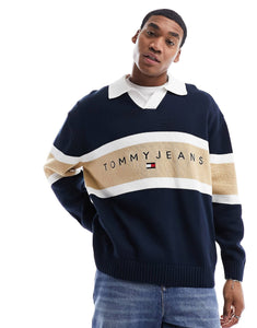 Tommy Jeans relaxed knitted trophy shirt navy