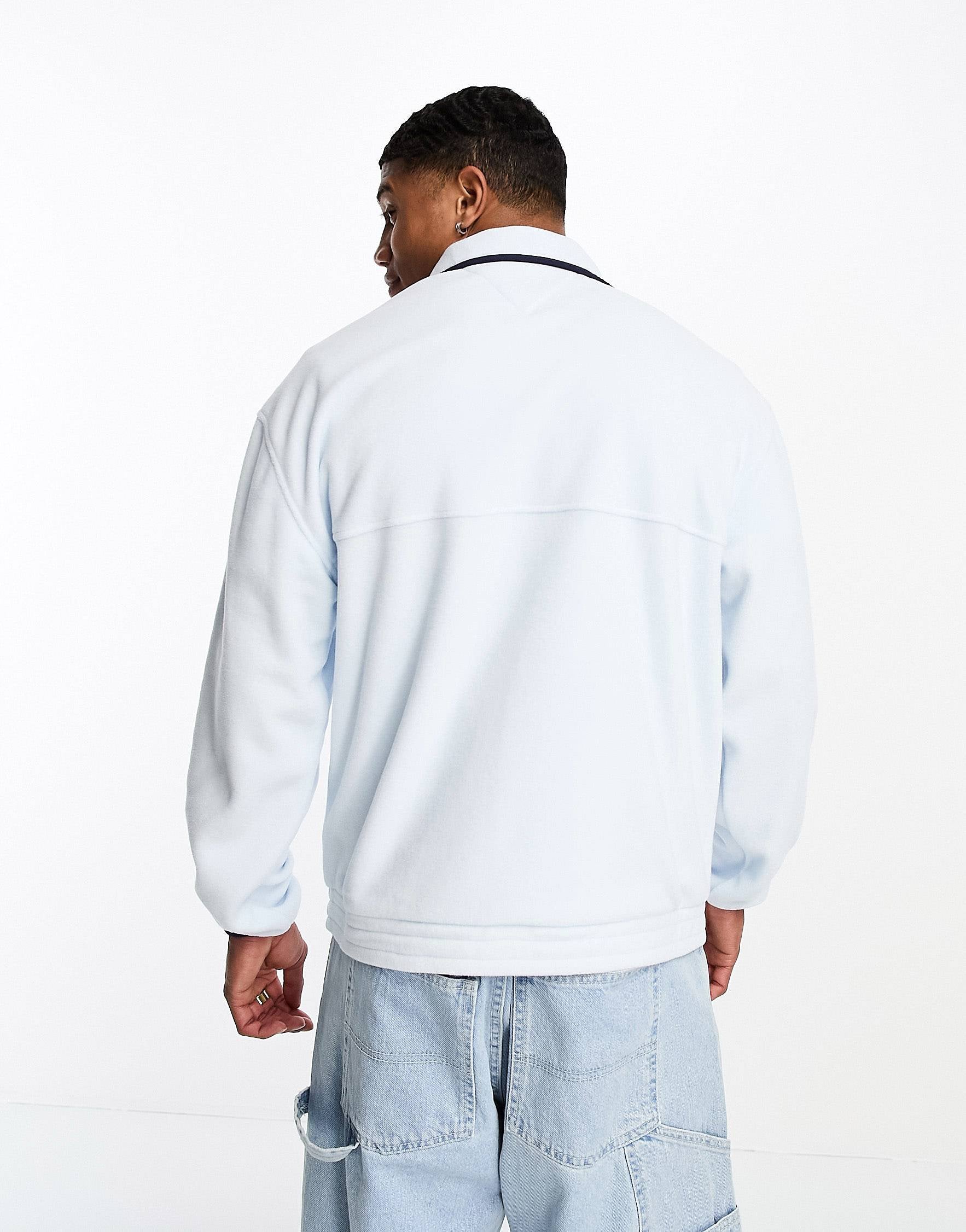 Tommy Jeans relaxed half zip polar fleece blue