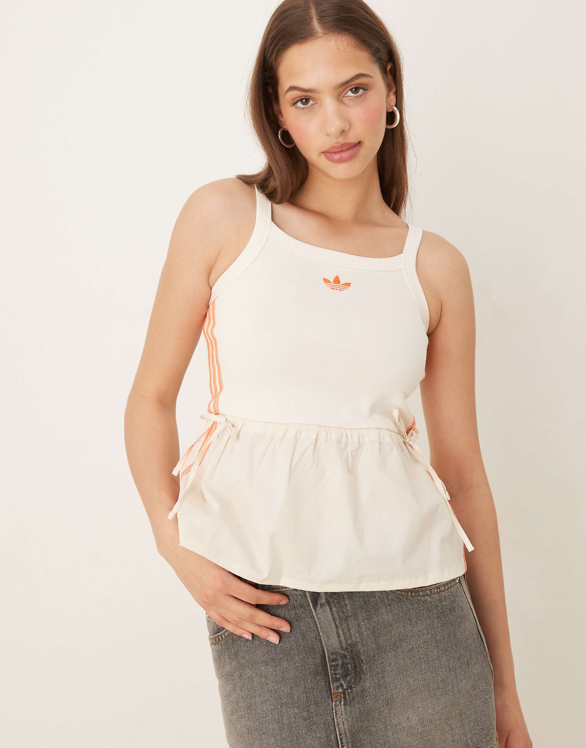 adidas Originals crochet 3 tank top off white