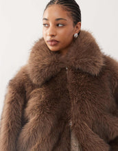 Load image into Gallery viewer, Monki short faux fur jacket mid brown