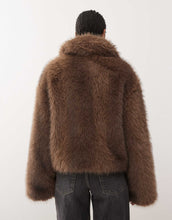 Load image into Gallery viewer, Monki short faux fur jacket mid brown