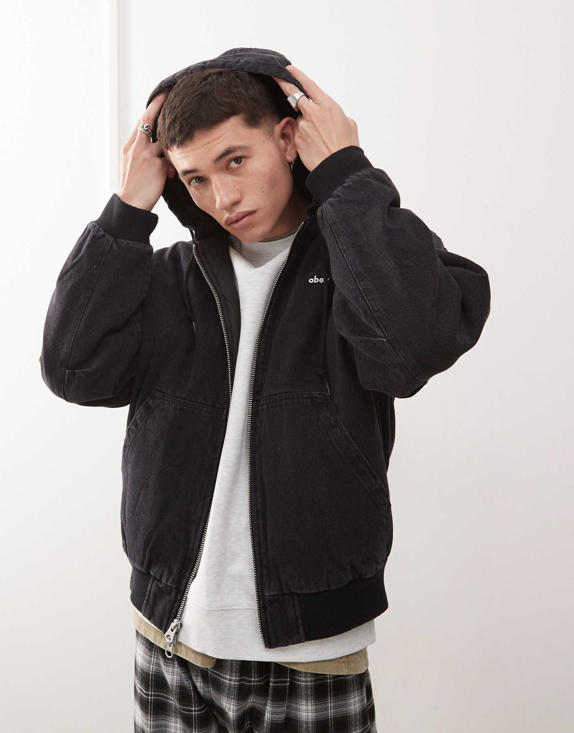 Obey wiltern zip up hoodie black