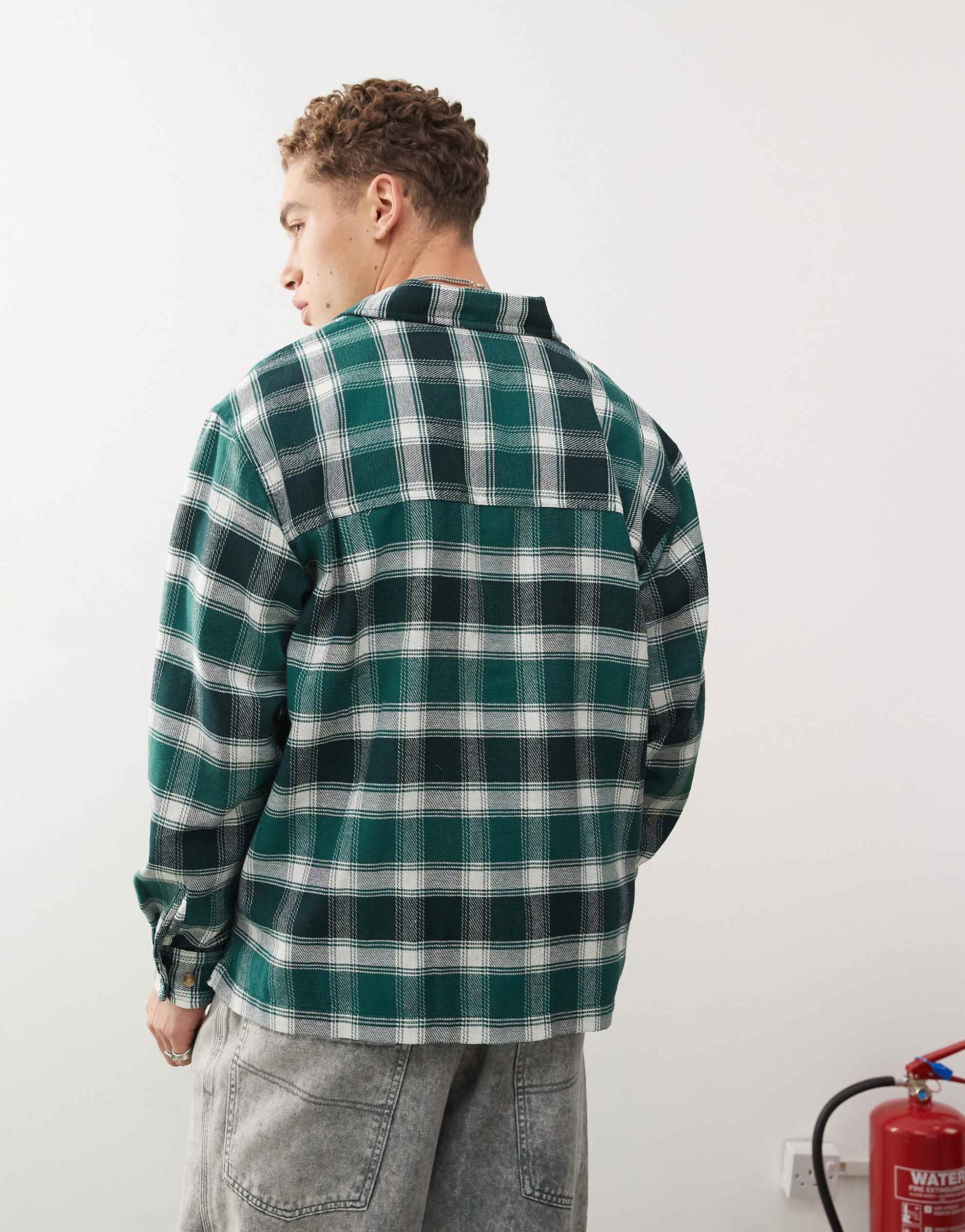 Obey bigwig hugo check shirt green