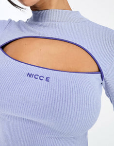 Nicce alia cropped cut out roll neck top light blue