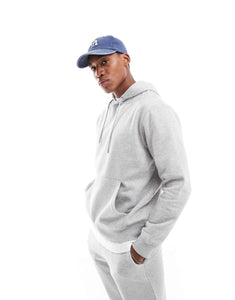 DTT overhead hoodie & jogger tracksuit set in light grey marl