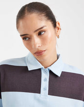 Load image into Gallery viewer, 4th &amp; Reckless cotton rich rugby polo collared sweatshirt chocolate blue