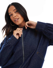 Load image into Gallery viewer, DESIGN oversized denim bomber jacket indigo