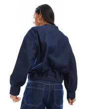 Load image into Gallery viewer, DESIGN oversized denim bomber jacket indigo