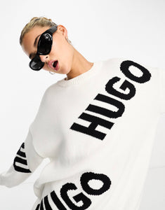 HUGO Slaria repeat logo jumper white