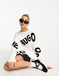 HUGO Slaria repeat logo jumper white