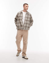 Load image into Gallery viewer, Obey parker flannel zip up shirt jacket beige