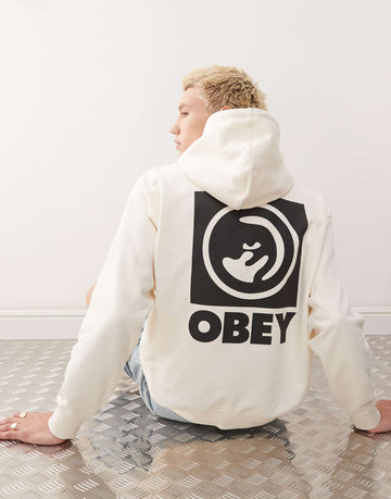 Obey bold eye graphic logo hoodie off white