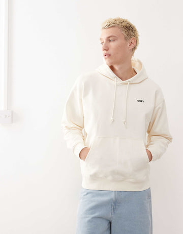 Obey bold eye graphic logo hoodie off white