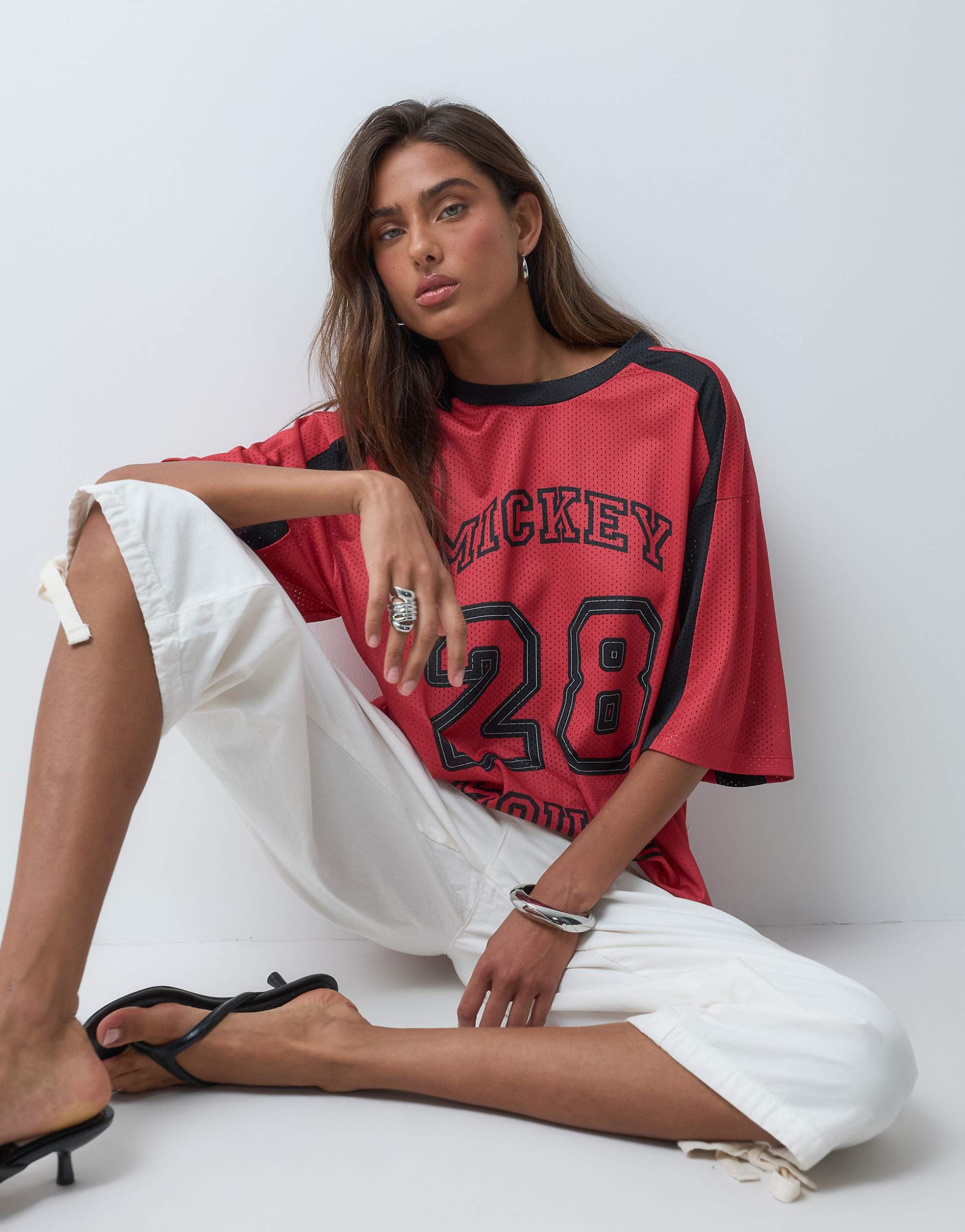 DESIGN Disney airtex mesh oversized t-shirt varsity