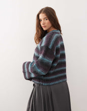 Load image into Gallery viewer, Monki boxy jumper with faded stripe blue