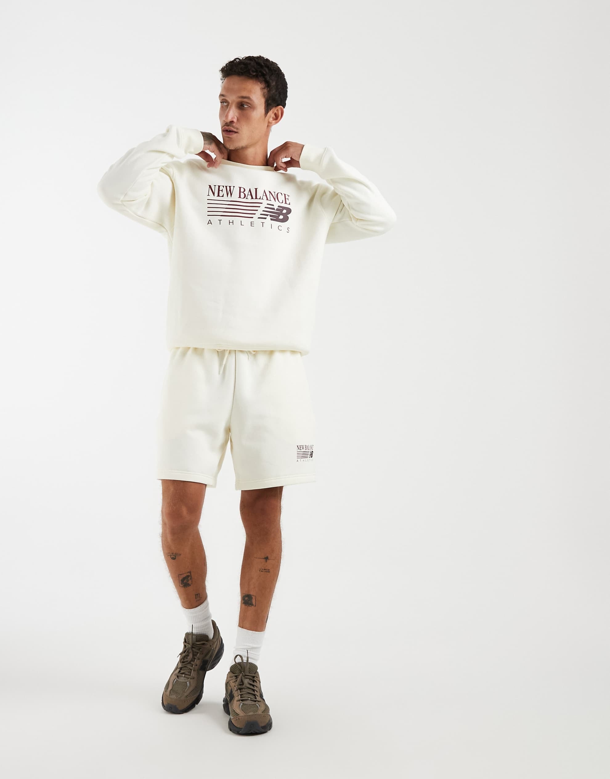 New Balance reimagined graphic fleece sweatshirt off white