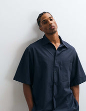 Load image into Gallery viewer, ARKET seersucker crinkle short sleeve shirt navy