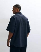 Load image into Gallery viewer, ARKET seersucker crinkle short sleeve shirt navy