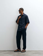 Load image into Gallery viewer, ARKET seersucker crinkle short sleeve shirt navy