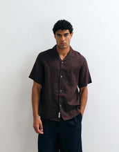 Load image into Gallery viewer, ARKET pure linen short sleeve resort shirt chocolate brown