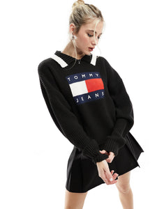 Tommy Jeans flag collar sweater black